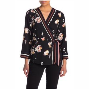 Halogen Jessica floral faux wrap top